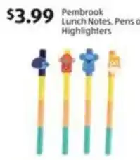 Aldi Pembrook lunch notes, pens or highlighters offer