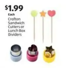 Aldi Each crofton sandwich cutters or lunch box dividers offer