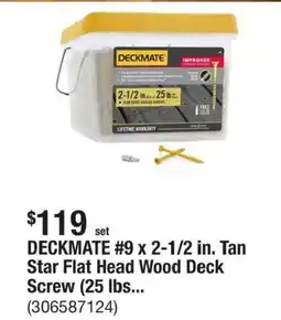 The Home Depot Deckmate 9 x 2-1/2 in. tan star flat head wood deck screw offer