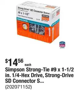 The Home Depot Simpson strong-tie 9 x 1-1/2 in. 1/4-hex drive, strong-drive sd connector s offer