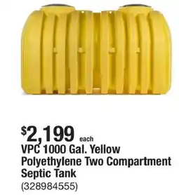 The Home Depot Vpc 1000 gal. yellow polyethylene two compartment septic tank offer