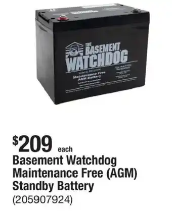 The Home Depot Basement watchdog maintenance free (agm) standby battery offer