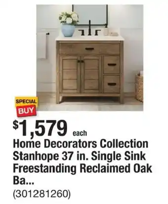 The Home Depot Home decorators collection stanhope 37 in. single sink freestanding reclaimed oak ba... offer