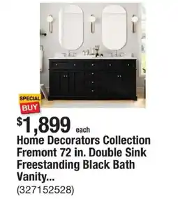 The Home Depot Home decorators collection fremont 72 in. double sink freestanding black bath vanity offer