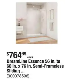 The Home Depot Dreamline essence semi-frameless sliding offer