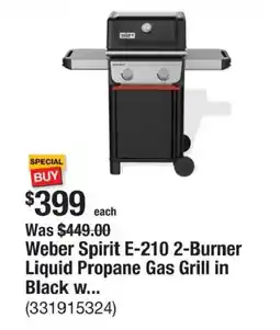 The Home Depot Weber spirit e-210 2-burner liquid propane gas grill in black w offer