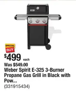 The Home Depot Weber spirit e-325 3-burner propane gas grill in black with pow offer
