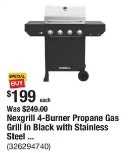 The Home Depot Nexgrill 4-burner propane gas grill in black with stainless steel offer