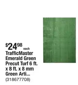 The Home Depot Trafficmaster emerald green precut turf 6 ft. x 8 ft. x 8 mm green arti... offer