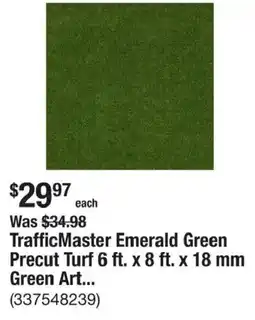 The Home Depot TrafficMaster Emerald Green Precut Turf 6 ft. x 8 ft. x 18 mm Green Art offer