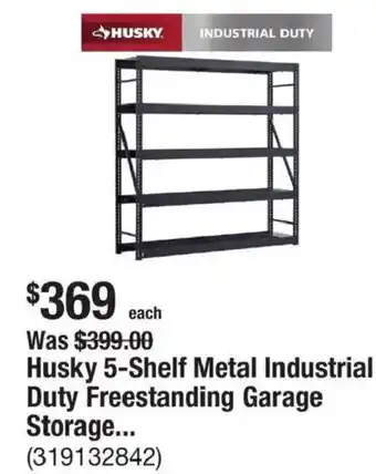 The Home Depot Husky 5-shelf metal industrial duty freestanding garage storage offer