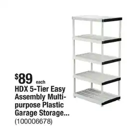 The Home Depot Hdx 5-tier easy assembly multi- purpose plastic garage storage offer