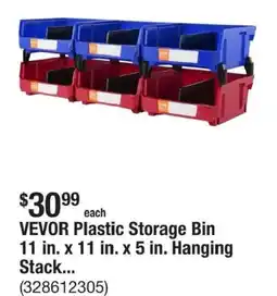 The Home Depot Vevor plastic storage bin 11 in. x 11 in. x 5 in. hanging stack offer