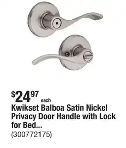 The Home Depot Kwikset balboa satin nickel privacy door handle with lock for bed offer