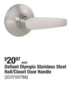 The Home Depot Defiant olympic stainless steel hall/closet door handle offer