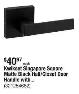 The Home Depot Kwikset singapore square matte black hall/closet door handle with offer