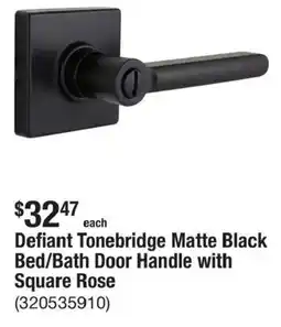 The Home Depot Defiant tonebridge matte black bed/bath door handle with square rose offer