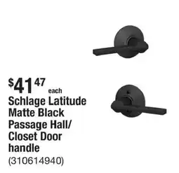 The Home Depot Schlage latitude matte black passage hall/ closet door handle offer