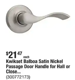 The Home Depot Kwikset balboa satin nickel passage door handle for hall or close offer