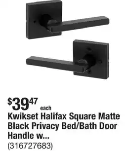 The Home Depot Kwikset halifax square matte black privacy bed/bath door handle w offer