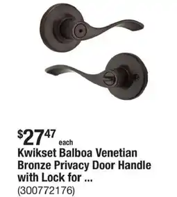The Home Depot Kwikset balboa venetian bronze privacy door handle with lock for offer