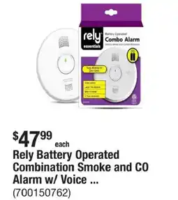 The Home Depot Rely battery operated combination smoke and co alarm w/ voice offer