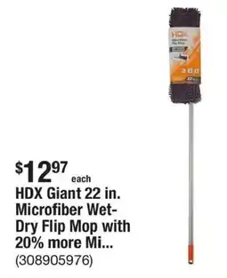 The Home Depot Hdx giant microfiber wet- dry flip mop with 20% more mi offer
