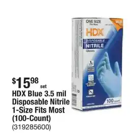 The Home Depot Hdx blue 3.5 mil disposable nitrile 1-size fits most offer