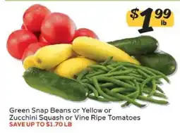 Winn Dixie Green Snap Beans or Yellow or Zucchini Squash or Vine Ripe Tomatoes offer