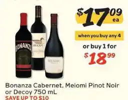 Winn Dixie Bonanza Cabernet, Meiomi Pinot Noir or Decoy offer