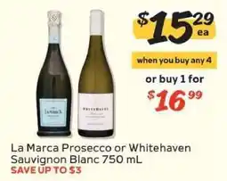 Winn Dixie La Marca Prosecco or Whitehaven Sauvignon Blanc 750 mL offer