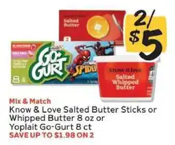 Winn Dixie Know & Love Salted Butter Sticks or Whipped Butter 8 oz or Yoplait Go-Gurt 8 ct offer
