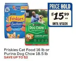 Winn Dixie Friskies Cat Food 16 lb or Purina Dog Chow 18.5 lb offer