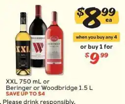 Winn Dixie XXL 750 mL or Beringer or Woodbridge 1.5 L offer