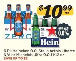 Winn Dixie 6 Pk Heineken 0.0, Stella Artois Liberte N/A or Michelob Ultra 0.0 offer