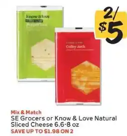 Winn Dixie SE Grocers or Know & Love Natural Sliced Cheese offer