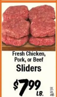 Western Beef Fresh Chicken, Pork, or Beef Sliders offer