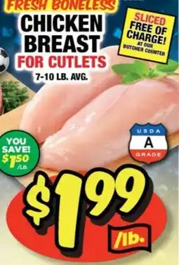 Western Beef FRESH BONELESS CHICKEN BREAST FOR CUTLETS offer