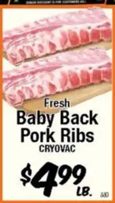 Western Beef Fresh Baby Back Pork Ribs offer