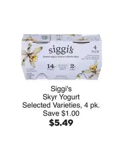 Bristol Farms Siggi's Skyr Yogurt offer