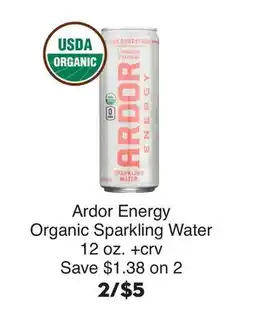 Bristol Farms Ardor Energy Organic Sparkling Water offer