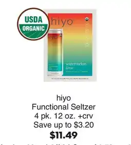 Bristol Farms hiyo Functional Seltzer offer