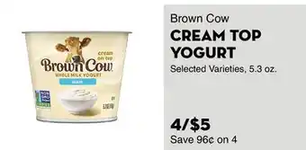 Bristol Farms Brown Cow CREAM TOP YOGURT offer