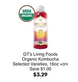 Bristol Farms GT's Living Foods Organic Kombucha offer