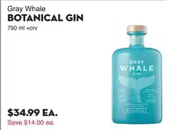 Bristol Farms Gray Whale BOTANICAL GIN offer