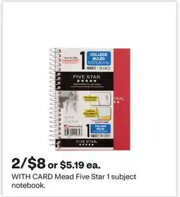 CVS Mead Five Star 1 subject notebook offer