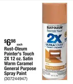 The Home Depot Rust-Oleum Painter's Touch 2X 12 oz. Satin Warm Caramel General Purpose Spray Paint offer
