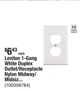 The Home Depot Leviton 1-Gang White Duplex Outlet/Receptacle Nylon Midway/Midsize Wall Plate (10-Pack) PJ8-WM offer
