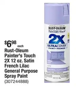 The Home Depot Rust-Oleum Painter's Touch 2X 12 oz. Satin French Lilac General Purpose Spray Paint offer