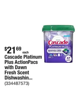 The Home Depot Cascade Platinum Plus ActionPacs with Dawn Fresh Scent Dishwashing Machine Detergent (47-Count) offer